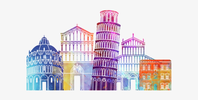 Bleed Area May Not Be Visible - Art Print: Paulrommer's Pisa Skyline Pop, 61x46cm., transparent png #1398584