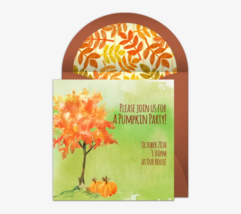 Watercolor Autumn Tree Online Invitation - Maple, transparent png #140074