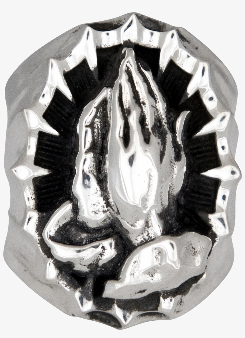 Se-12555 - Praying Hands Silver Men's Ring, transparent png #140119