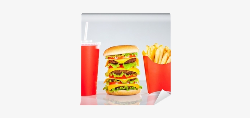 Tasty Hamburger And French Fries Wall Mural • Pixers® - Overstuffed For You Als Ebook Von Cindy Johnson, transparent png #140213