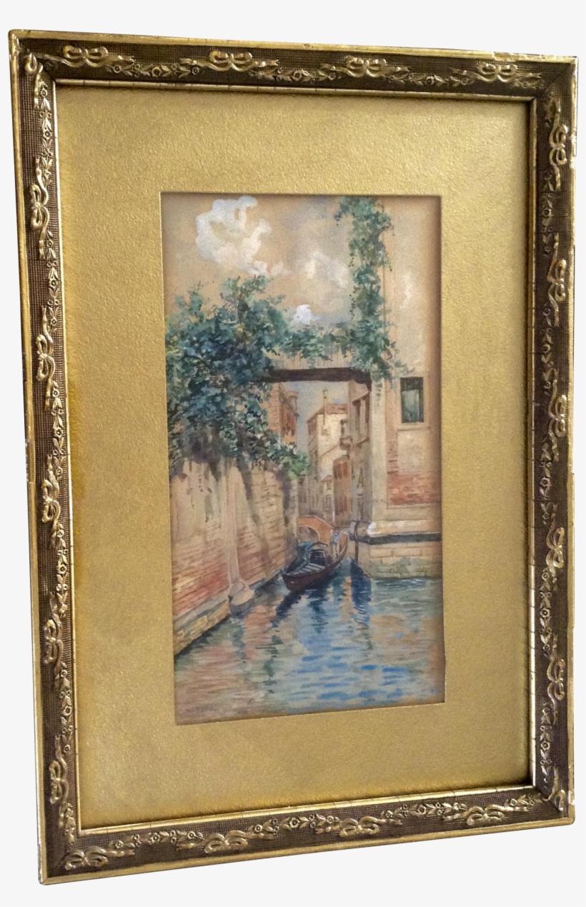 C Millard, Watercolor Painting Of Venice Canal 19th - Watercolor Painting, transparent png #140722