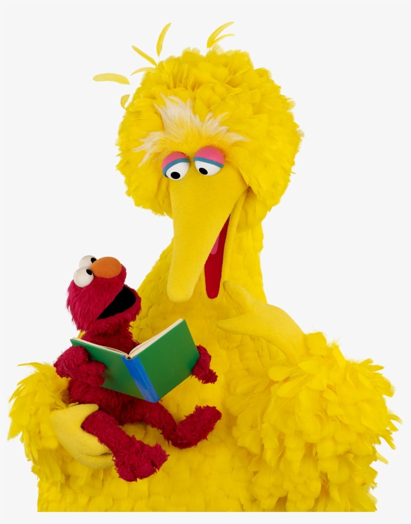 Elmo And Dad Reading Elmo Reading With His Dad, As - Big Bird Reading A Book, transparent png #140724