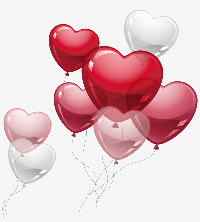 Pink Birthday Balloons Clip Art - Heart Balloons Png, transparent png #140814