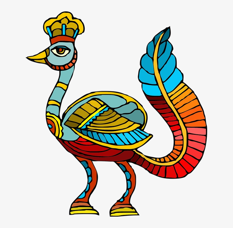 Bird, Abstract, Colorful, Figure, Traditional, Egyptian - Colorful Mythological Peacock Colorful Mythological, transparent png #141071