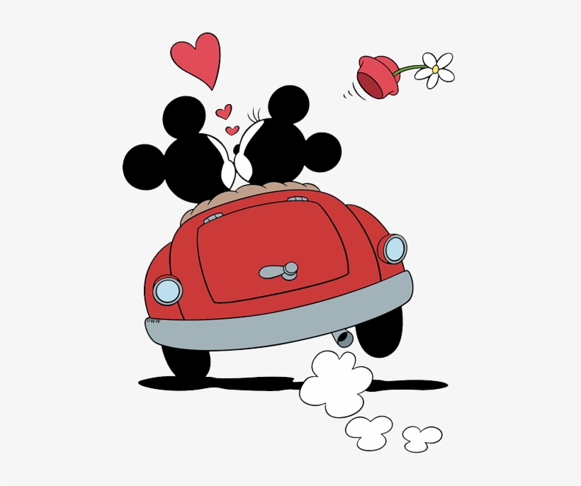Disney Clipart Valentines Day - Mickey And Minnie Car, transparent png #141112