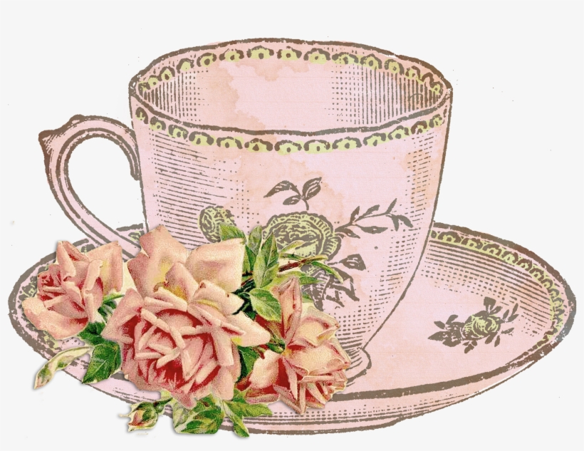 Teacup Clipart Outline Source - Vintage Tea Cup Clipart, transparent png #141447