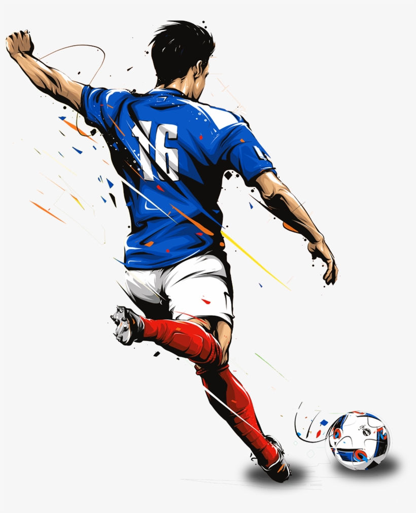 Hand Drawn Cartoon Character Kicking Ball Decoration - 2018 World Cup, transparent png #141845