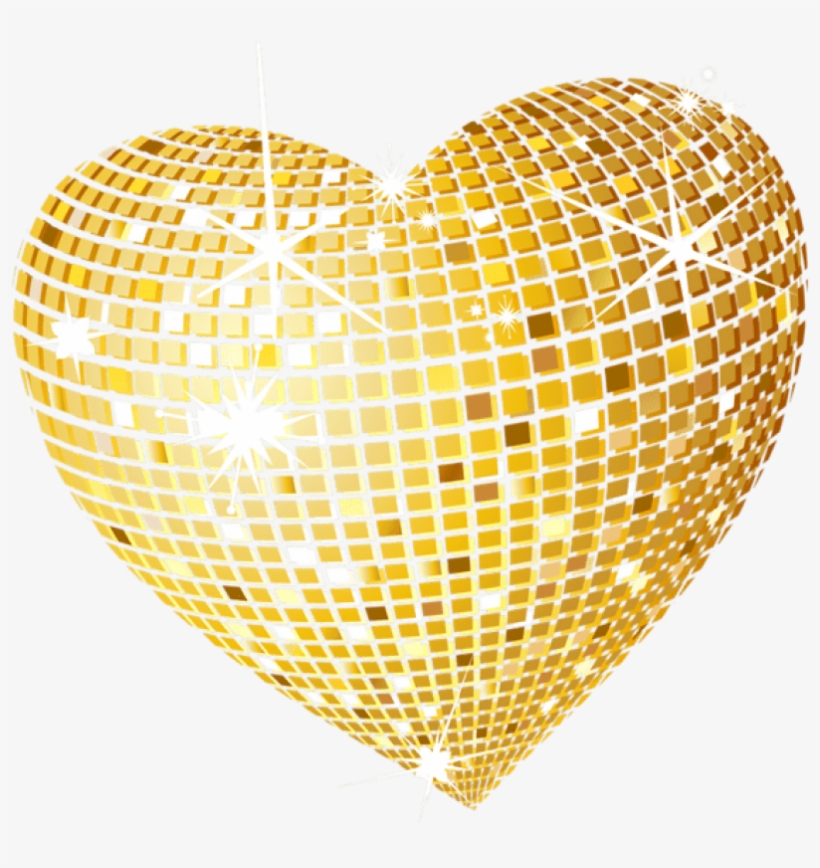 Gold Disco Heart Png Clipart Picture - Gold Heart Transparent Background, transparent png #142399