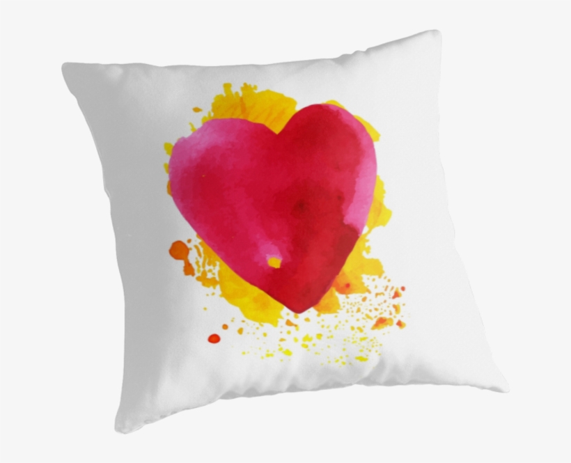 'watercolor Red Heart' Throw Pillow By Olga Matskevich - Devons Designs University Of Maryland Terrapins Throw, transparent png #142640