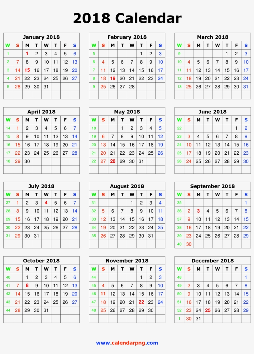 Calendar 2018 Png Hd - Calendar - Free Transparent PNG Download - PNGkey