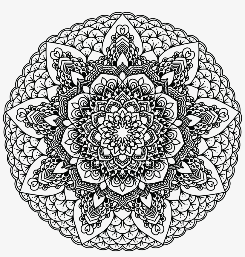 Free Clipart Of A Black And White Adult Coloring Page - Black And White Mandala Png, transparent png #143478