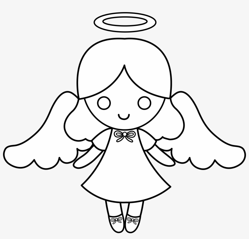Simple Wings Clipart - Clip Art Black And White Angel, transparent png #144385