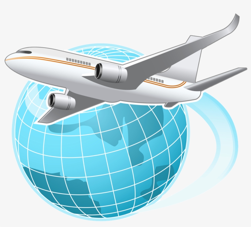 Vector Transparent Download Airplane Vacation Clipart - Globe With Airplane Png, transparent png #144708