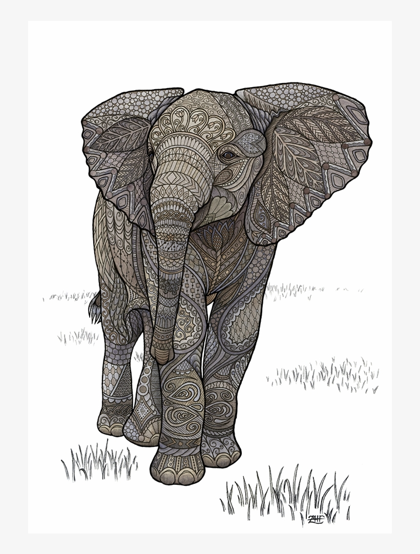 A Happy Little Adolescent Elephant, Unaware That He's - Drawing, transparent png #145220