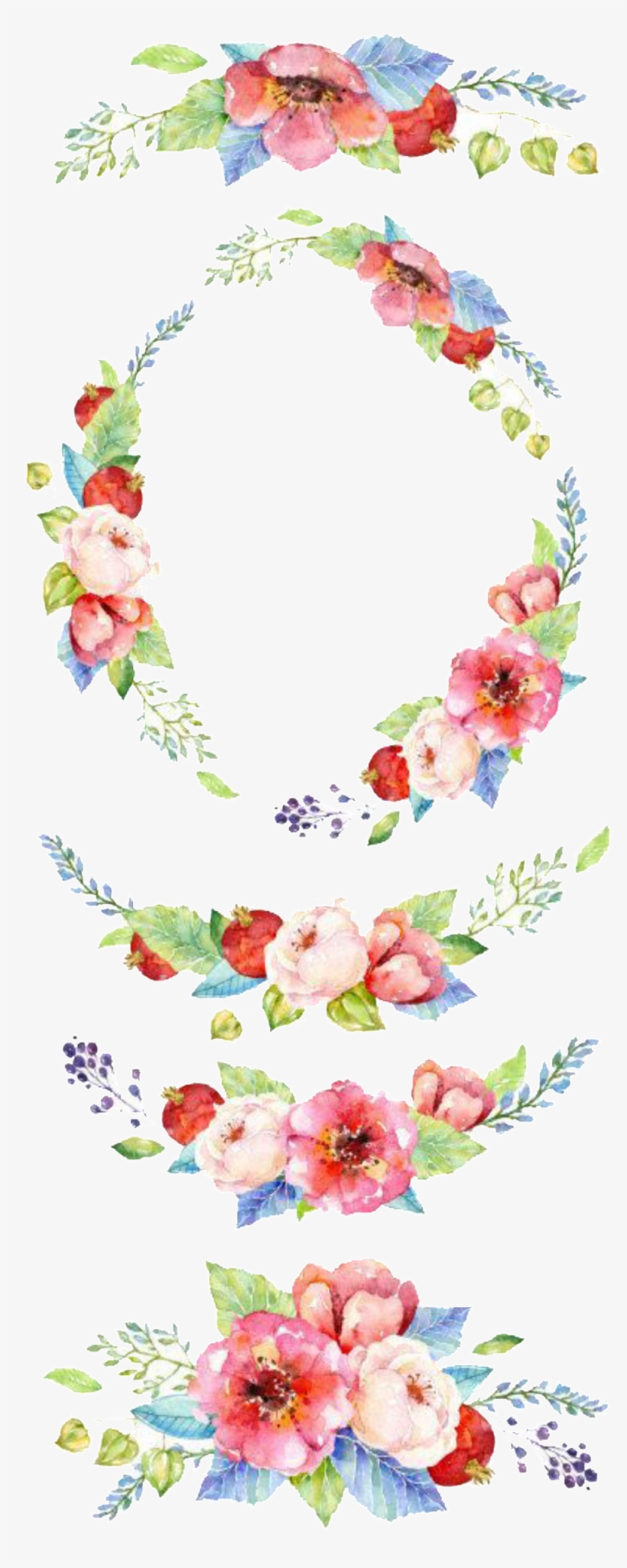 Fresh Watercolor Flowers Hand Drawn Wreath Decorative - Flowers Clip Art Invitations, transparent png #145293