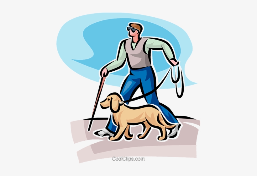 Blind Person Walking Royalty Free Vector Clip Art Illustration - Blind Man With Dog, transparent png #145342