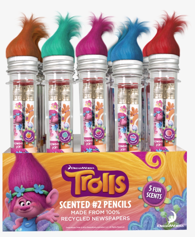 Dreamworks Trolls Smencils In Gift Tubes - Ideas For Trolls Party Bag, transparent png #146661