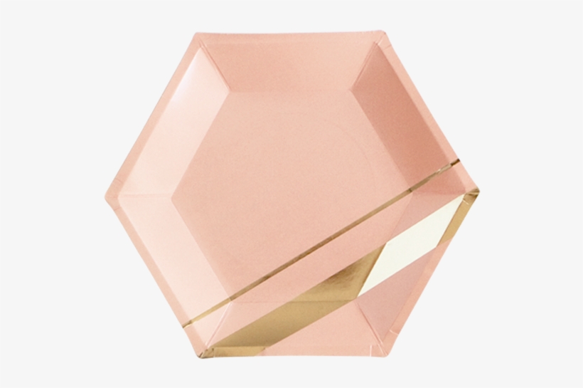 Peach Blush Striped Large Paper Plates - Gold & Blush Hexagon Party Plates - Large, transparent png #146758