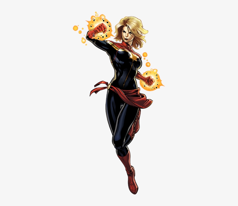 Captain Marvel Right Portrait Art - Ms Marvel And Wonder Woman, transparent png #147191