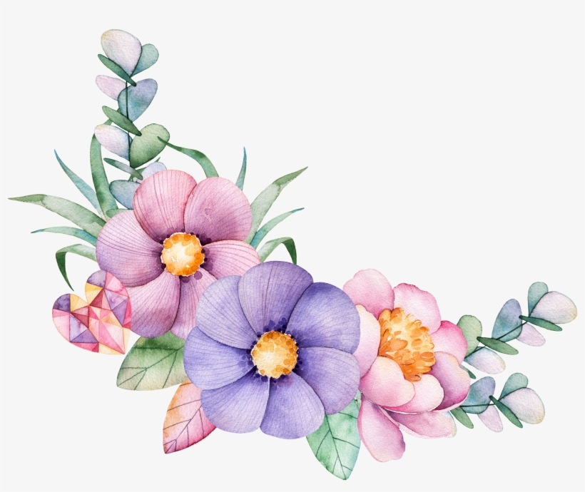 05 Watercolor Drawing, Leaves, Moldings, Invitations - Kit Imprimible Unicornio Y Flores Png, transparent png #147881