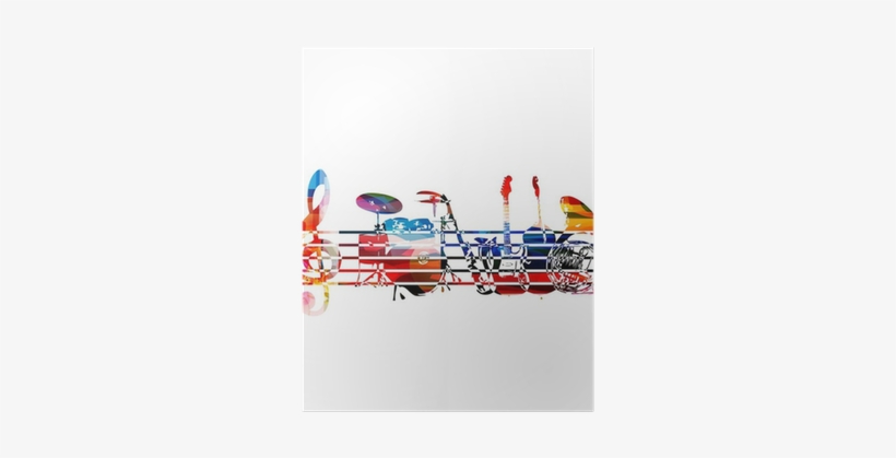 Colorful Music Instruments Background Poster • Pixers® - Vinilos De Instrumentos Musicales, transparent png #149913