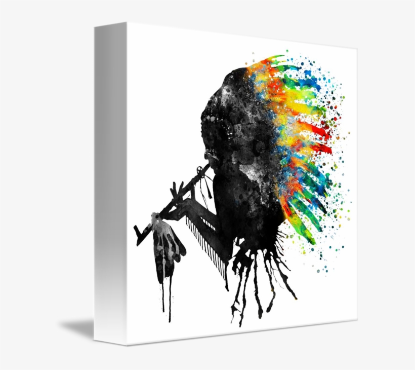 "indian Silhouette With Colorful Headdress" By Marian - Canvas, transparent png #149935