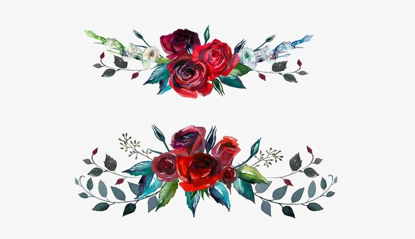 Red Flowers Png Image Background - Red Roses Watercolor Png, transparent png #1400576