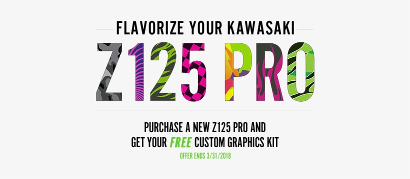 Kawasaki Offers - Kawasaki Z125 Pro Decal Graphics - Free Transparent