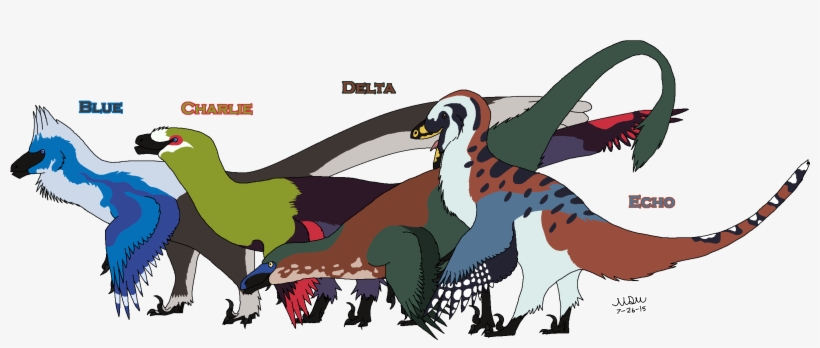 Feathersau Raptor Squad By Matthewonart On Deviantart - Jurassic World Blue With Feathers, transparent png #1405003