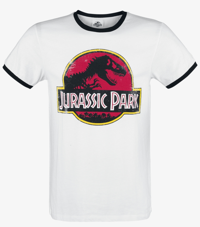 Jurassic Park - Vintage Logo - T Shirt - White Black - Jurassic Park, transparent png #1405377