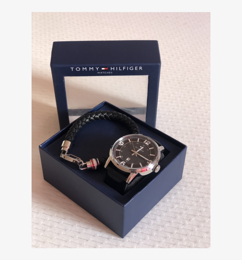 Tommy Hilfiger Leather Bracelet With Silver Clasp, transparent png #1405735