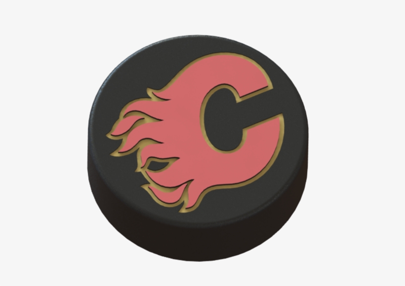 Calgary Flames Logo On Hockey Puck 3d Print - Calgary Flames Hockey Puck, transparent png #1408168