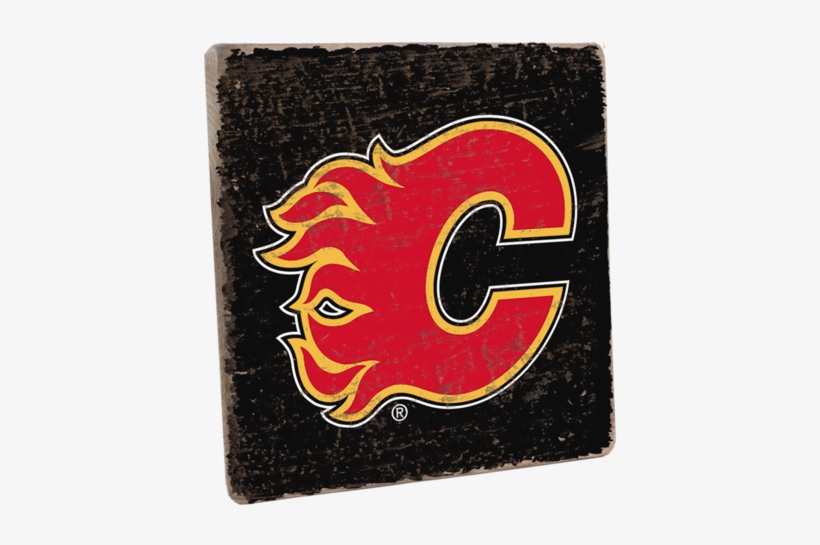 Calgary Flames Vintage Square - Calgary Flames Logo Black Background, transparent png #1408545