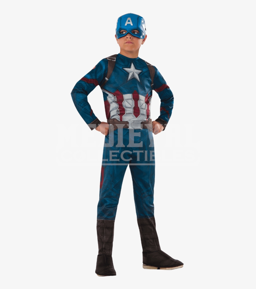 Kids Marvel Civil War Captain America Costume - T Shirt Captain America Civil War Costume, transparent png #1411910