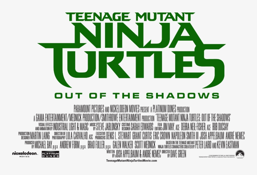 Tmnt 2 Logo Png Vector Free Library - Teenage Mutant Ninja Turtles Out Of The Shadows Logo, transparent png #1413461