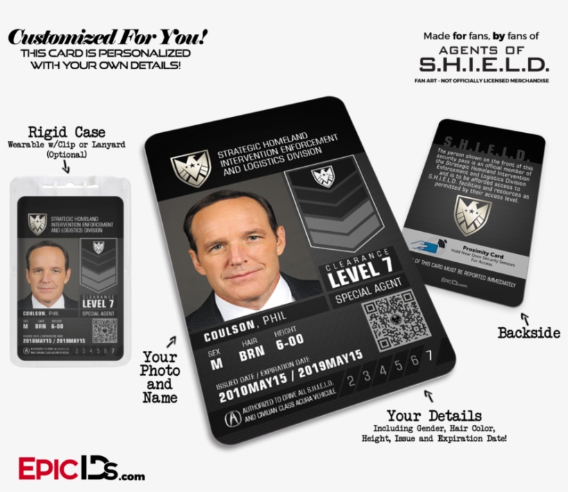 Agents Of Shield Inspired 'real' Shield Agent Id - Agent Shield Id Badge, transparent png #1420821