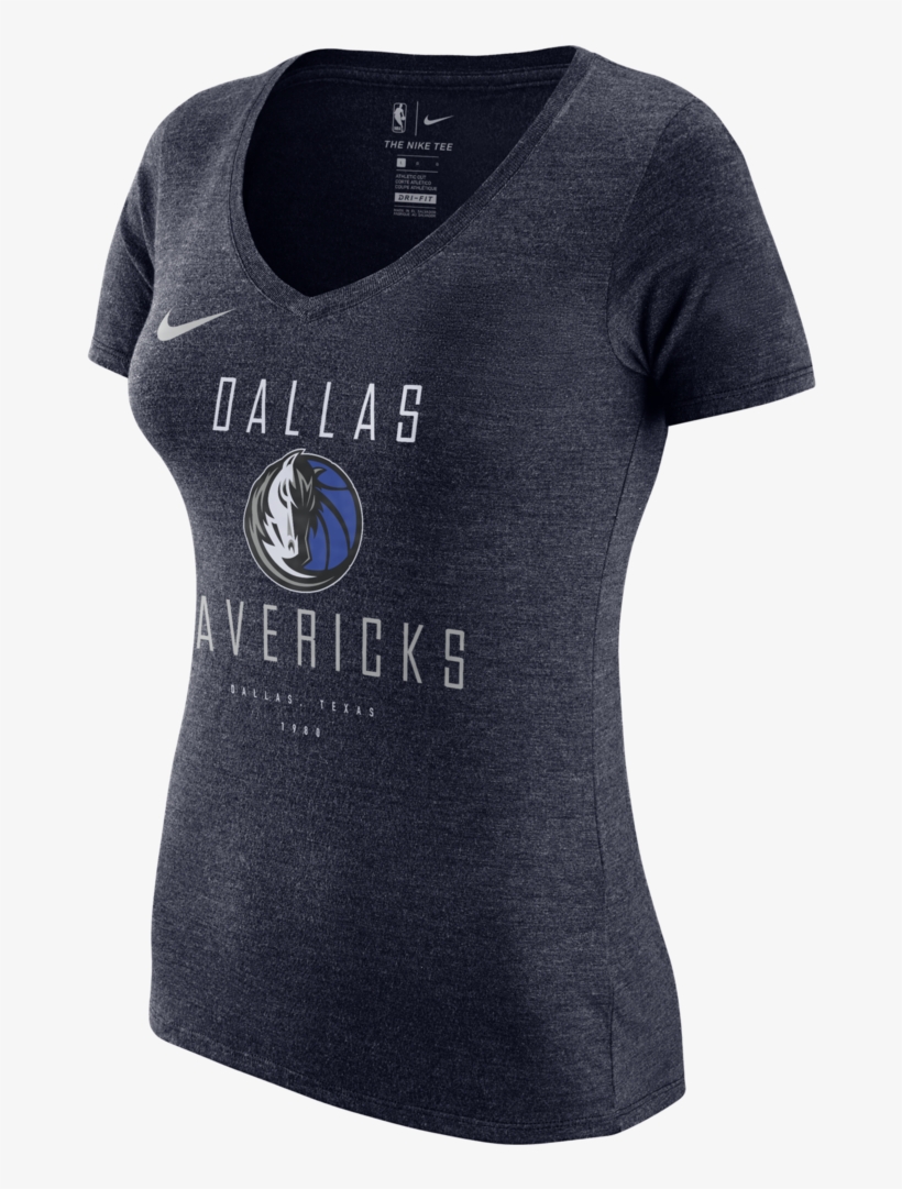 Dallas Mavericks Nike Womens Team V-neck Tee Navy - Shirt, transparent png #1422824