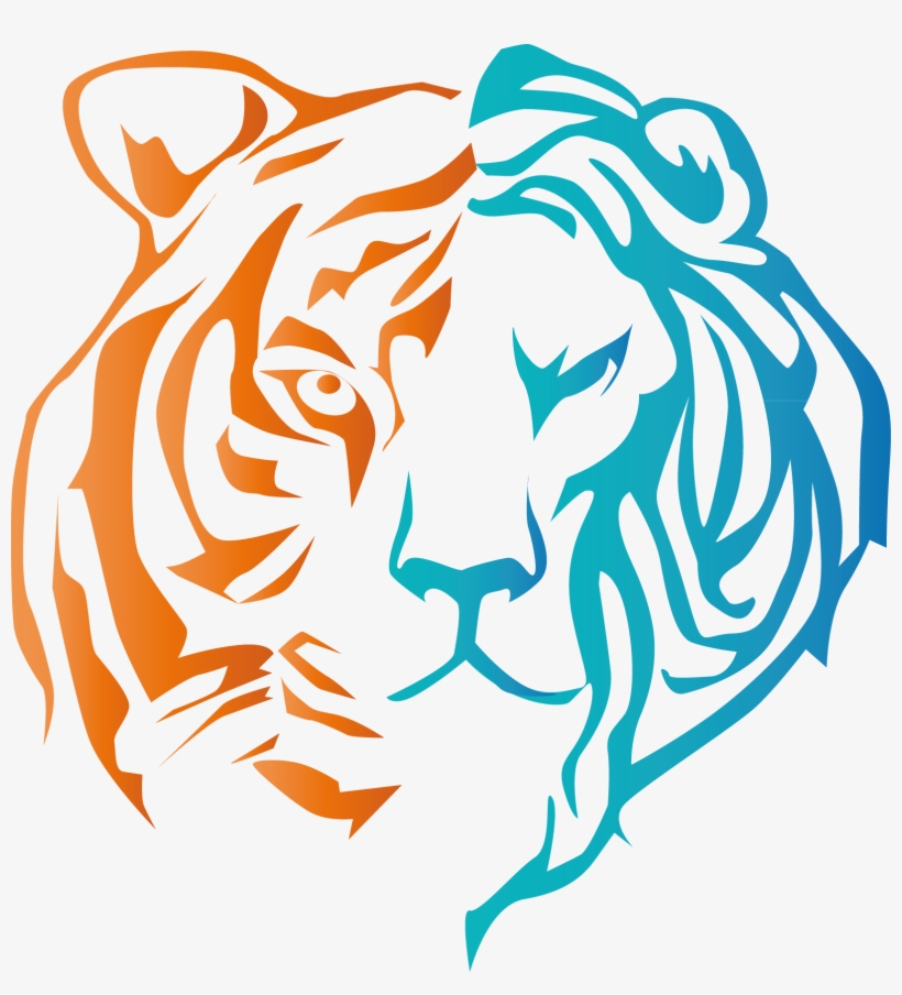 Tiger Design Logo Png - Black And White Tiger Face Clipart, transparent png #1424583