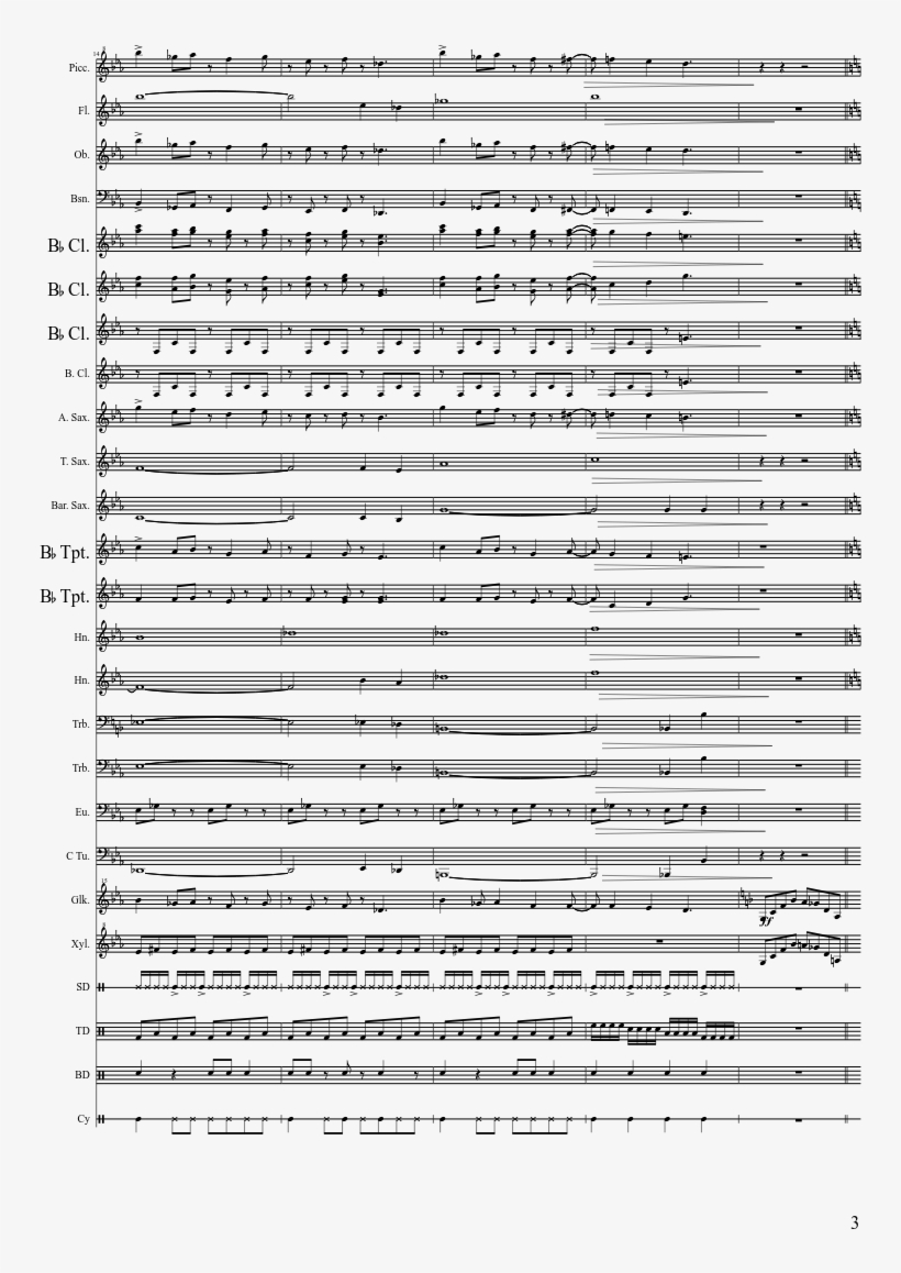 Attack On Titan Sheet Music 3 Of 23 Pages - Attack On Titan Op 1 French Horn, transparent png #1430445