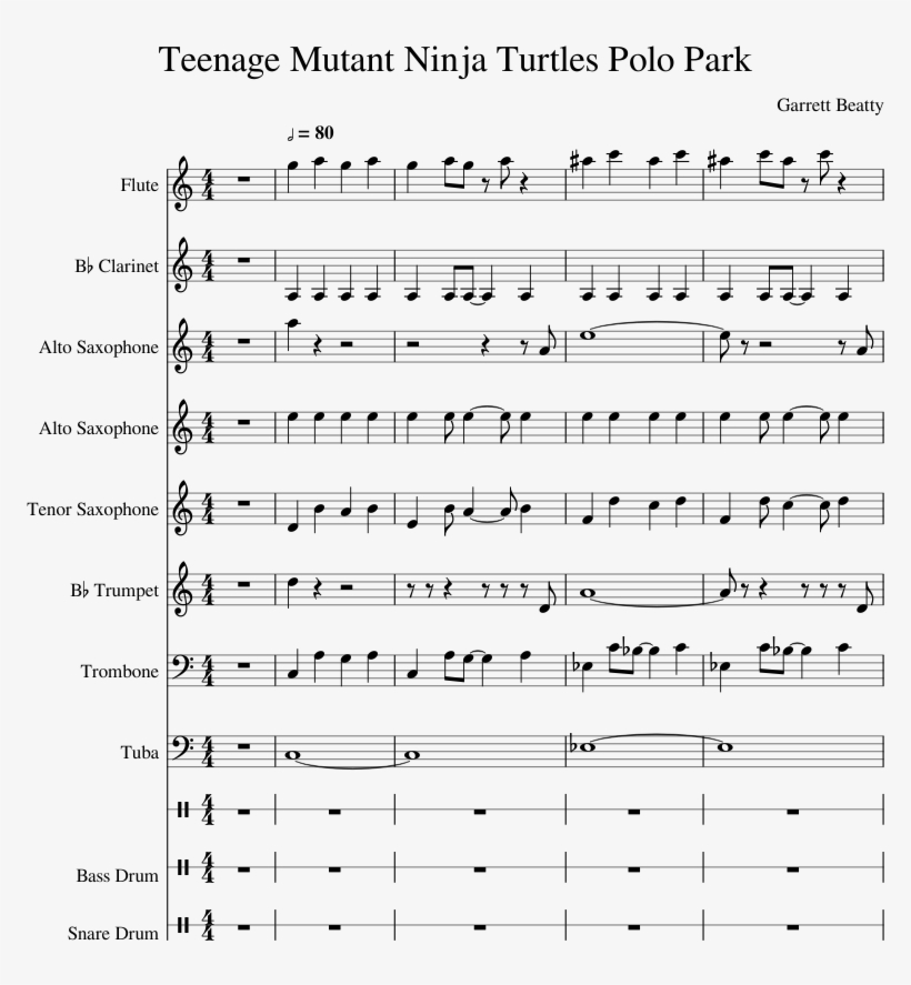Teenage Mutant Ninja Turtles Polo Park Sheet Music - Music, transparent png #1430733