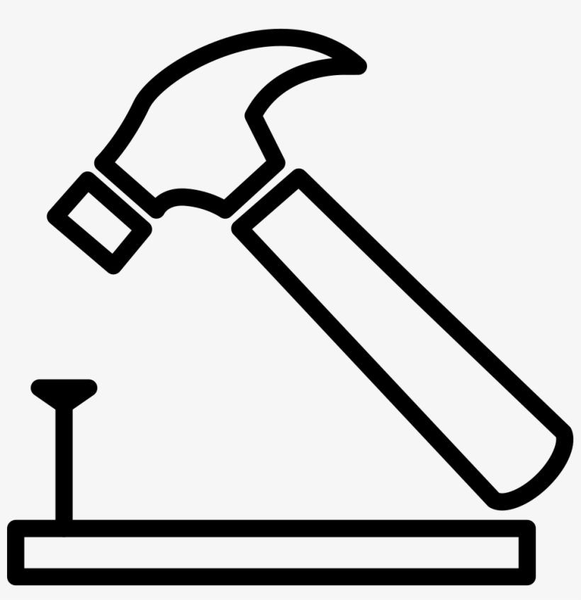 And Nail On Wood Outline Png Icon - Hammer And Nails Clipart Black And White, transparent png #1440019