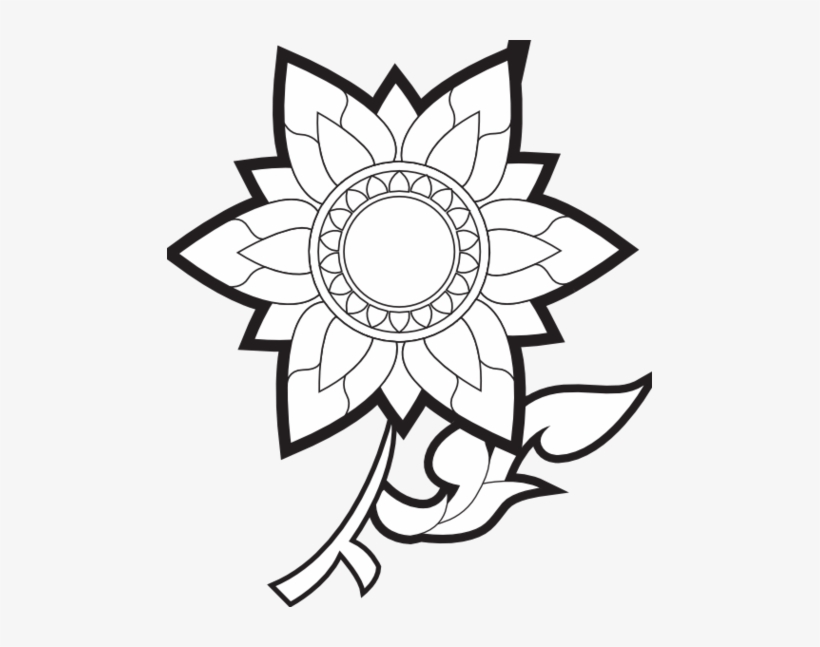 Sunflower Black And White Sunflower Clipart Black And - Flower Drawings, transparent png #1441062