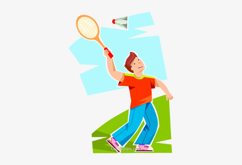 Boy Playing Badminton Royalty Free Vector Clip Art - Badminton Cute Clipart Png, transparent png #1442330