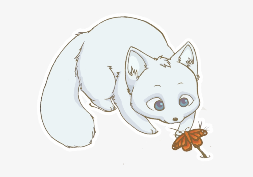 Arctic Fox Clipart Adorable - Cute Arctic Fox Drawing, transparent png #1442459