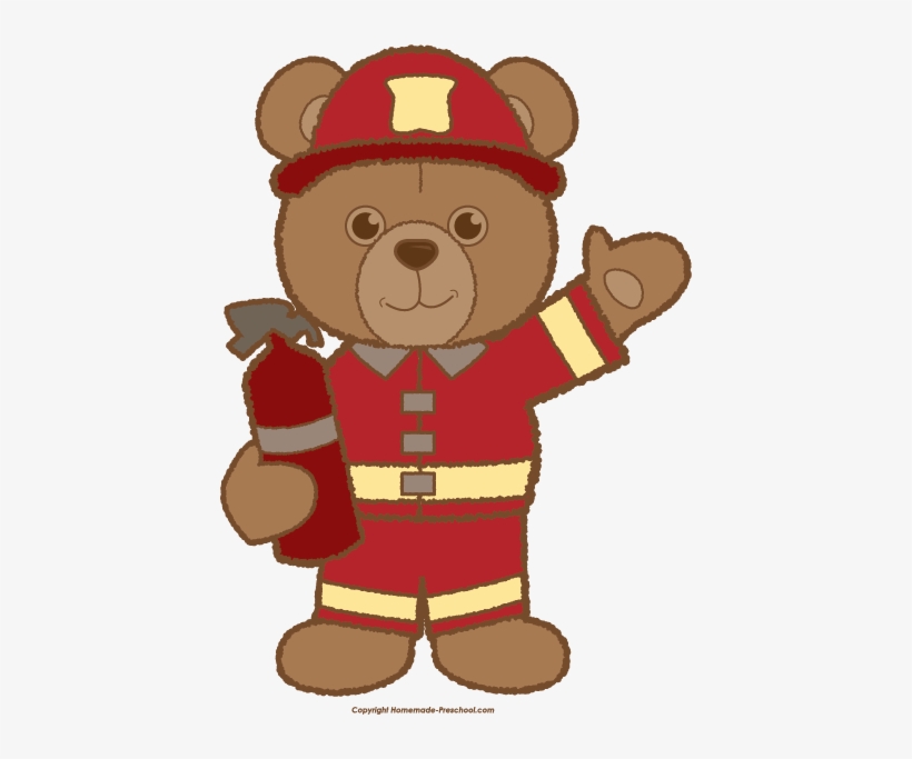 Teddy Bear Clipart Png - Firefighter Bear Cartoon, transparent png #1442605