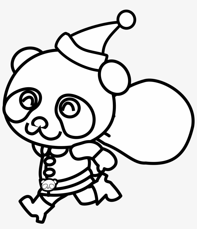 Christmas Black And White Black And White Christmas - Cute Panda Panda Coloring, transparent png #1444104