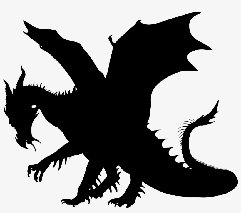Green Dragon Clipart - Dragon Silhouette, transparent png #1444186