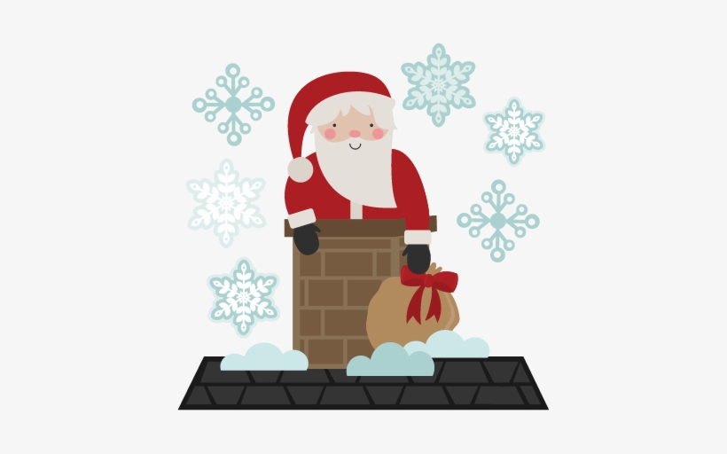 Santa Svg Cutting File Santa Svt Cut File For Scrapbooking - Santa In Chimney Png, transparent png #1444399