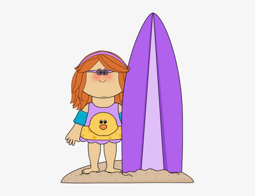 Purple Clipart Surfboard - Surfer Girl Clipart, transparent png #1444980
