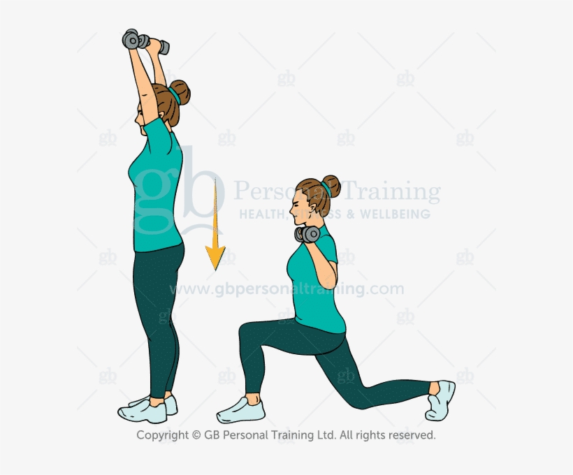 10 Dumbbell Reverse Lunge And Press - Dumbbell, transparent png #1445089